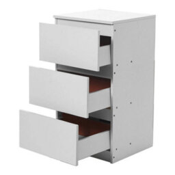 3 Drawers Wooden Nightstand White Bedside Table With Drawer Sofa End Table Bedroom Cabinet - thumbnail 4