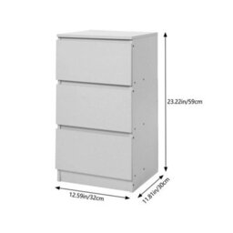 3 Drawers Wooden Nightstand White Bedside Table With Drawer Sofa End Table Bedroom Cabinet - thumbnail 2