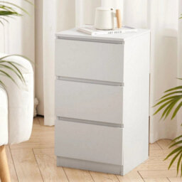 3 Drawers Wooden Nightstand White Bedside Table With Drawer Sofa End Table Bedroom Cabinet - thumbnail 1
