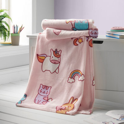 Catherine Lansfield Kids Forever Together Cosy Fleece 130X170Cm Blanket Throw Pastel - image 1