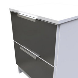 Poole 2 Drawer Bedside Cabinet In Black Gloss & White (Ready Assembled) - thumbnail 4
