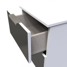 Poole 2 Drawer Bedside Cabinet In Black Gloss & White (Ready Assembled) - thumbnail 5