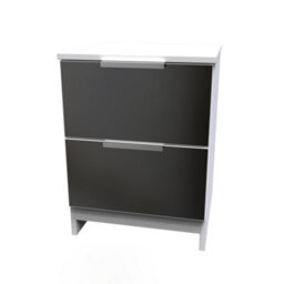 Poole 2 Drawer Bedside Cabinet In Black Gloss & White (Ready Assembled) - thumbnail 3