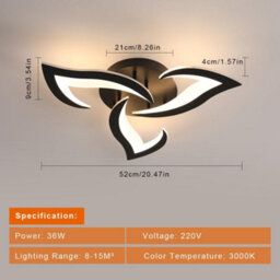 Pheashine Black Led Ceiling Light 36W 3060Lm 58Cm Acrylic 3-Head 3000K Warm White - thumbnail 3