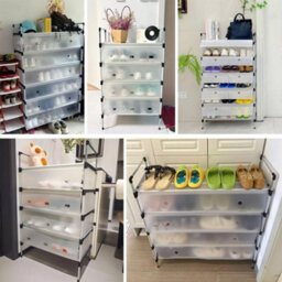 7 Tier Cabinet Storage Organiser Shoe Rack Stand Holder Dust-Proof Cover - thumbnail 7