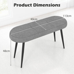Gainoom 113Cm Grey Home Ottoman Bench Bedroom Upholstered End Of Bed Bench W/ Cushion - thumbnail 2