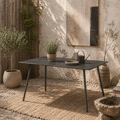 Wyld Haus Visuto 150Cm X 80Cm Steel Grey Rectangular Outdoor Dining Table For 6 - image 1
