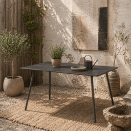 Wyld Haus Visuto 150Cm X 80Cm Steel Grey Rectangular Outdoor Dining Table For 6