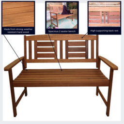 Samuel Alexander Hawkshead 2 Seater Outdoor Wooden Garden Patio Bench - thumbnail 8
