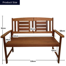 Samuel Alexander Hawkshead 2 Seater Outdoor Wooden Garden Patio Bench - thumbnail 9