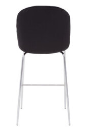 Orsina Black Velvet Chrome Finish Bar Chair, Mid-Century Bar Stool With Curved Backrest, Counter Height Chair - thumbnail 2