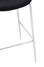 Orsina Black Velvet Chrome Finish Bar Chair, Mid-Century Bar Stool With Curved Backrest, Counter Height Chair - thumbnail 5