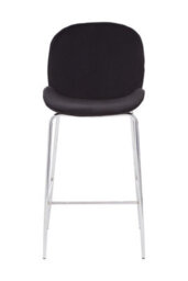 Orsina Black Velvet Chrome Finish Bar Chair, Mid-Century Bar Stool With Curved Backrest, Counter Height Chair - thumbnail 4