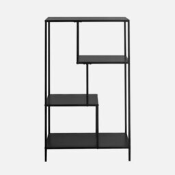 4-Shelf Asymmetrical Bookshelf In Black Metal Black - Sweeek - thumbnail 2