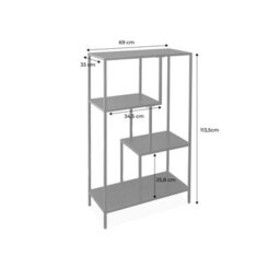 4-Shelf Asymmetrical Bookshelf In Black Metal Black - Sweeek - thumbnail 7