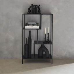 4-Shelf Asymmetrical Bookshelf In Black Metal Black - Sweeek - thumbnail 4