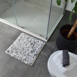 Allure Bath Fashions Marl Chunky Bobble Square Bath Mat Non Slip - Dark Grey - thumbnail 2