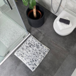Allure Bath Fashions Marl Chunky Bobble Square Bath Mat Non Slip - Dark Grey - thumbnail 4