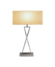Lighting Supermarket Large X Style Modern Rectangle Statement Table Lamp With Natural Shade - Silver - thumbnail 2