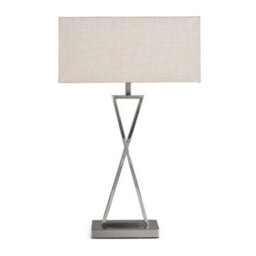 Lighting Supermarket Large X Style Modern Rectangle Statement Table Lamp With Natural Shade - Silver - thumbnail 1