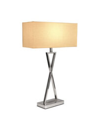 Lighting Supermarket Large X Style Modern Rectangle Statement Table Lamp With Natural Shade - Silver - thumbnail 3