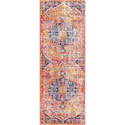 Livabliss Harput-Vintage Blue Orange Yellow Grey Traditional Boho Living Dining Bedroom Rug 80 X 220 Cm Easy Care, Non Shedding - thumbnail 1