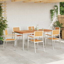 Berkfield Garden Dining Set 7 Pcs Brown Solid Teak Wood - thumbnail 4