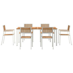 Berkfield Garden Dining Set 7 Pcs Brown Solid Teak Wood - thumbnail 7