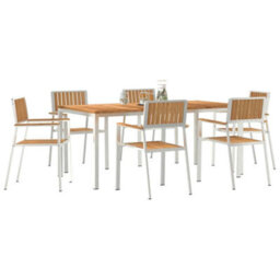 Berkfield Garden Dining Set 7 Pcs Brown Solid Teak Wood - thumbnail 3