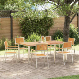 Berkfield Garden Dining Set 7 Pcs Brown Solid Teak Wood