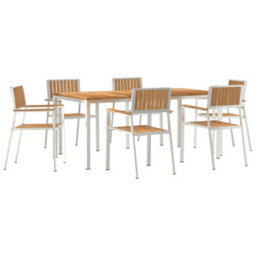 Berkfield Garden Dining Set 7 Pcs Brown Solid Teak Wood - thumbnail 2