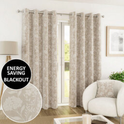 Enhanced Living Cuba Floral Trail Print Suede Cream Thermal Blackout Eyelet Curtains (Pair) - 90 X 72 Inch (229 X 183Cm) - thumbnail 1