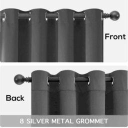 Bedlooms Grey Blackout Thermal Insulated Eyelet Ready Made Ring Top Single Curtain Panel 66 X 84 Inches With Tie Back - thumbnail 6
