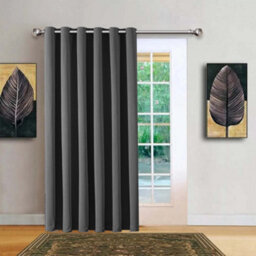 Bedlooms Grey Blackout Thermal Insulated Eyelet Ready Made Ring Top Single Curtain Panel 66 X 84 Inches With Tie Back - thumbnail 2