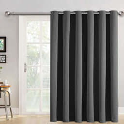 Bedlooms Grey Blackout Thermal Insulated Eyelet Ready Made Ring Top Single Curtain Panel 66 X 84 Inches With Tie Back - thumbnail 1