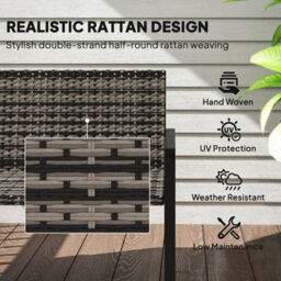 Wyld Haus Batare Rattan Grey 2-Seater Garden Bench With Armrests, Mixed Grey - L120 X D60 X H85Cm - thumbnail 6