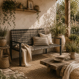Wyld Haus Batare Rattan Grey 2-Seater Garden Bench With Armrests, Mixed Grey - L120 X D60 X H85Cm - thumbnail 1