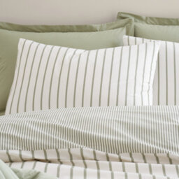 Bianca Fine Linens Hampton Stripe 200 Thread Count Cotton Reversible Single Duvet Cover Set With Pillowcase Green - thumbnail 3