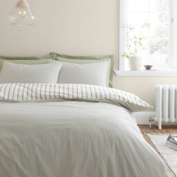 Bianca Fine Linens Hampton Stripe 200 Thread Count Cotton Reversible Single Duvet Cover Set With Pillowcase Green - thumbnail 2