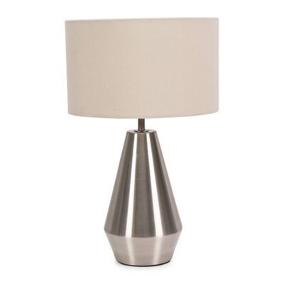 Valuelights Jax Silver Metal Touch Dimmer Table Lamp With Cream Shade - image 1