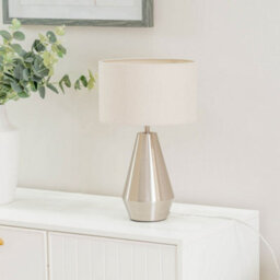 Valuelights Jax Silver Metal Touch Dimmer Table Lamp With Cream Shade - thumbnail 4