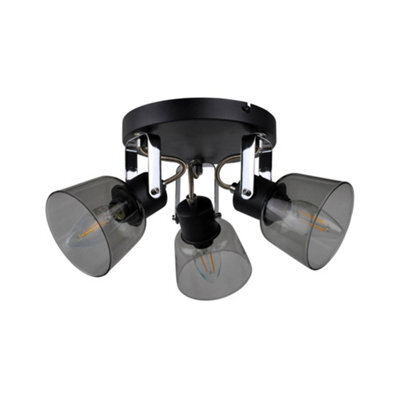 Pagazzi Lighting Pagazzi Zach Black 3 Light Spotlight Plate With Glass Shade - image 1