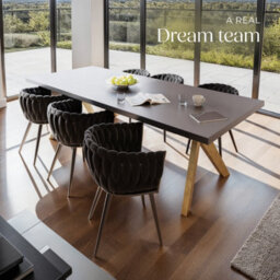 Tectake Set Of 6 Dining Chair Astano - Padded, Velvet, Knot Design, Continuous Backrest  - Black - thumbnail 8