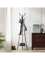 LEDREM Rack Stand, Coat Tree, Hall Tree Free Standing, Industrial Style, With 2 Shelves, For Clothes, Hat, Bag - thumbnail 2
