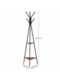 LEDREM Rack Stand, Coat Tree, Hall Tree Free Standing, Industrial Style, With 2 Shelves, For Clothes, Hat, Bag - thumbnail 5