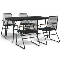 Berkfield 5 Piece Garden Dining Set Black Pvc Rattan - thumbnail 2