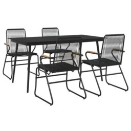 Berkfield 5 Piece Garden Dining Set Black Pvc Rattan - thumbnail 3
