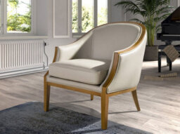 Angel Cerda Elegant Sand Leather Armchair For Modern Living Spaces - thumbnail 2
