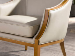 Angel Cerda Elegant Sand Leather Armchair For Modern Living Spaces - thumbnail 4