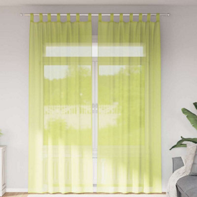 Berkfield Voile Curtains With Tab Top 2 Pcs Apple Green - image 1